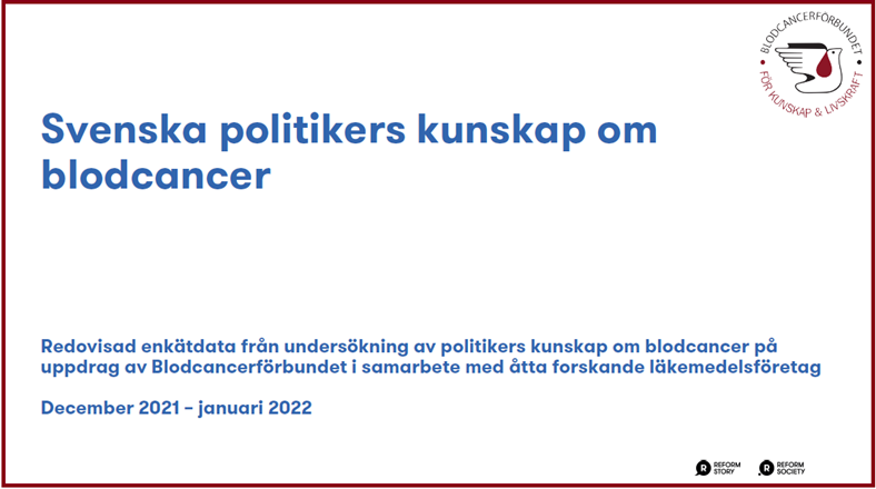 Enkätresultat Svenska politikers kunskap om blodcancer 2022