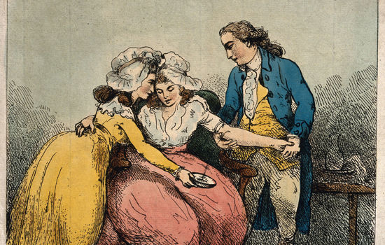 A Surgeon Bleeding The Arm Of A Young Woman She Is Being Comforted By Another Woman. Coloured Etching By T. Rowlandson ( ), 1784. Wellcome Collection. Source Wellcome Collection