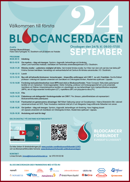 välkomstprogramblad m sponsorer Blodcancerdagen 2025