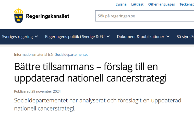 skärmdump regeringens hemsida