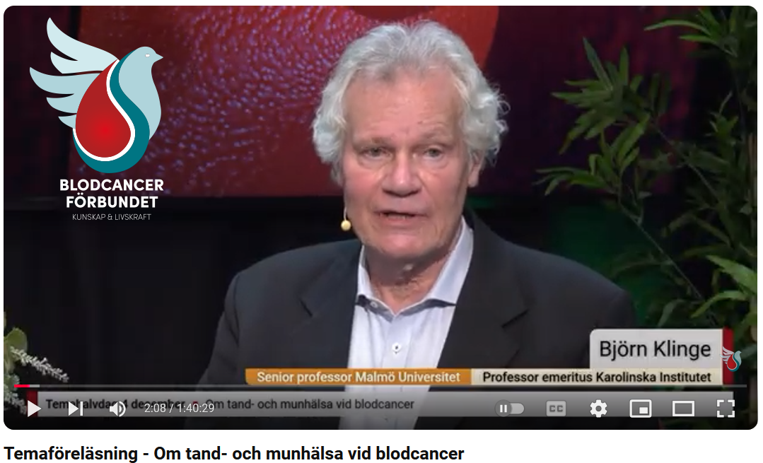 Startbild Björn Klinge Tand Och Munhälsa Föreläsning 2024 Med BLCF Logotyp Neg