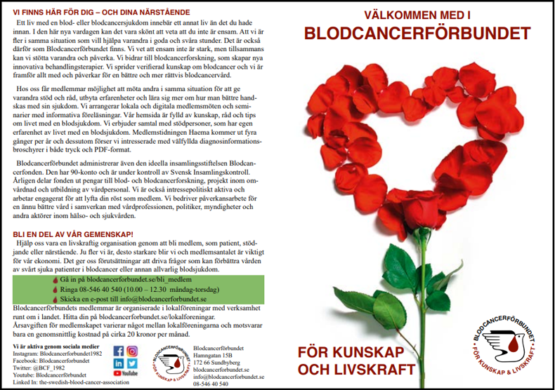 Välkommen med i Blodcancerförbundet - folderomslag
