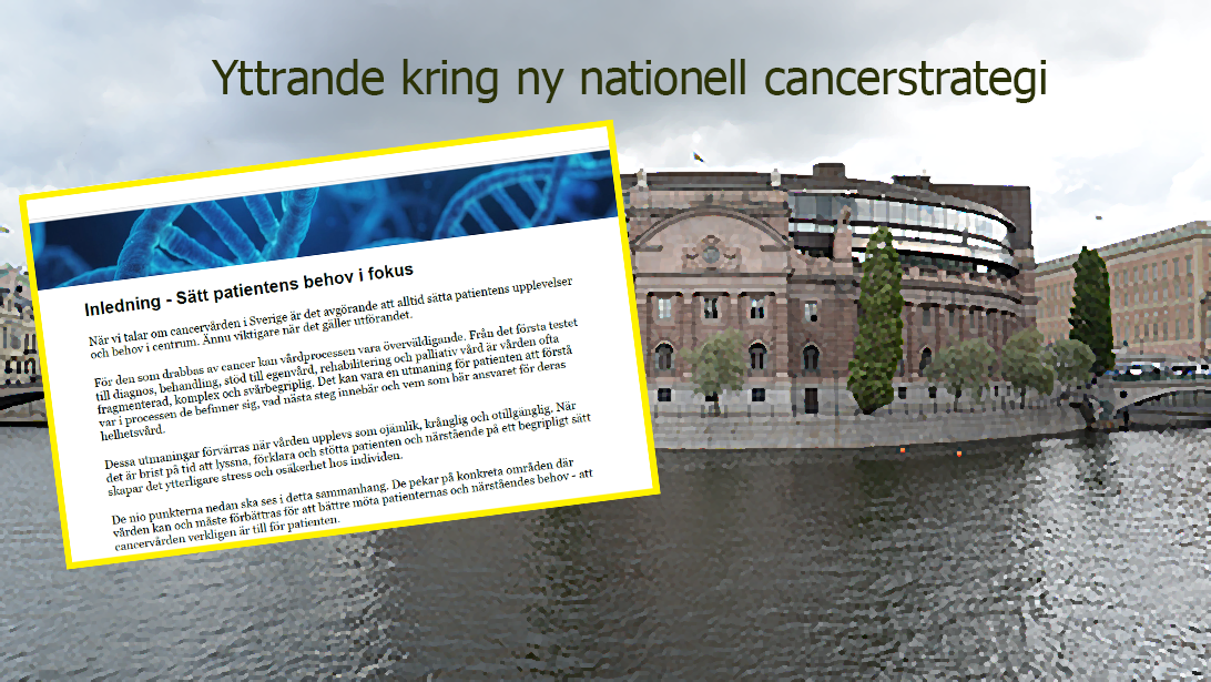 Riksdagshuset Sthlm Genrebild Konstnarlig Fhsj 7979 M BLCF Logga Ny Cancerstrategi Montage (1)