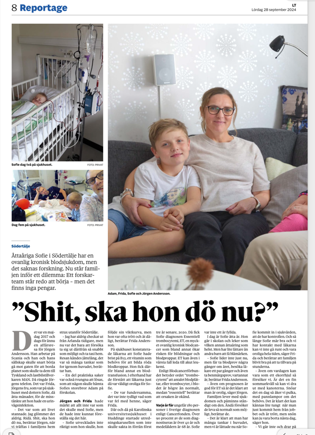 Reportage om Sofie Andersson m ET i LT 2024 sid1