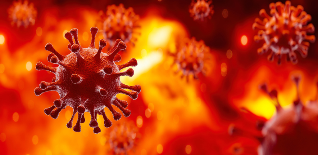 Image Of Flu Covid 19 Virus Cell Under The Microsc MG35GSS