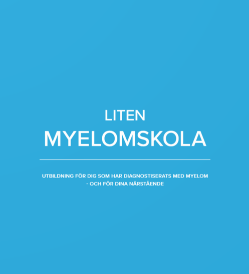 Liten Myelomskola Boken med blått omslag