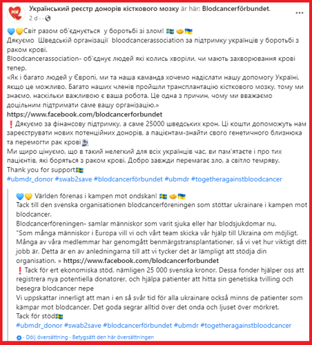 Facebooktack från Ukraina