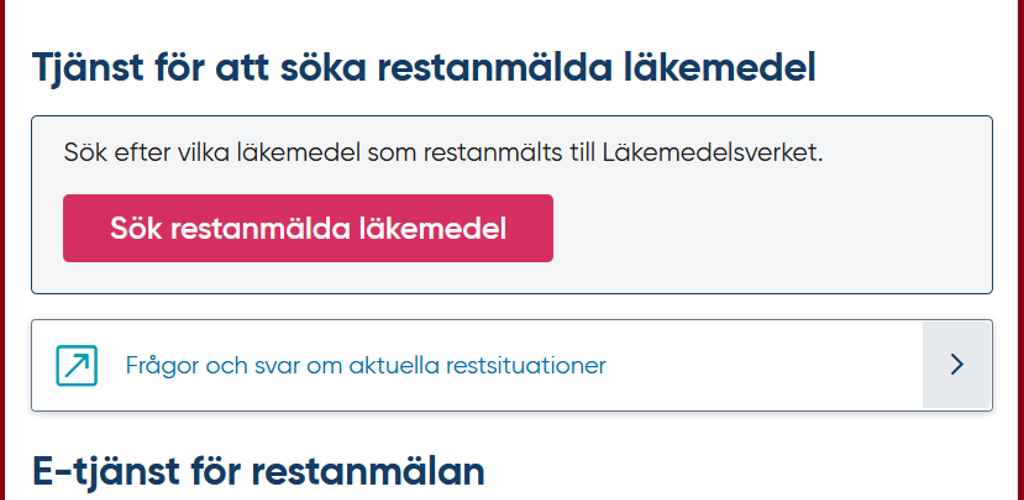 Restnoterade Lakemedel Lakemedelsverkets Webb