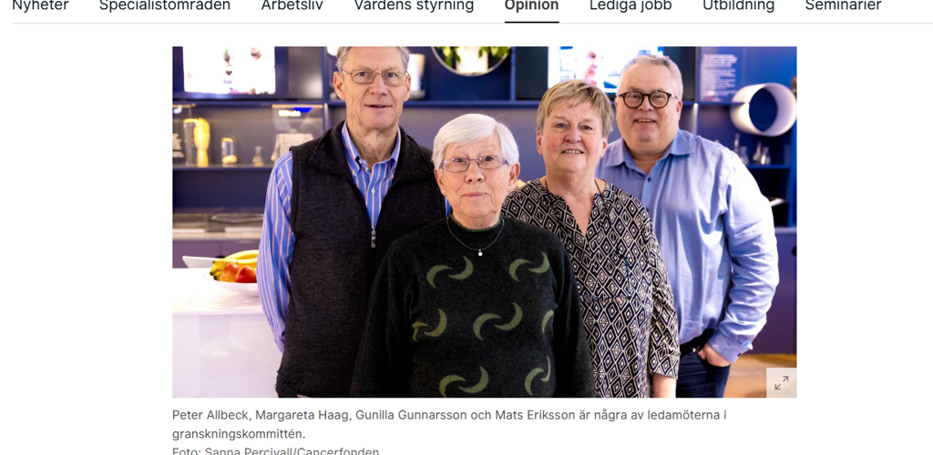 Dagens Medicin Debattartikel Maj 2024 Gunilla Gunnarsson Cancerfonden
