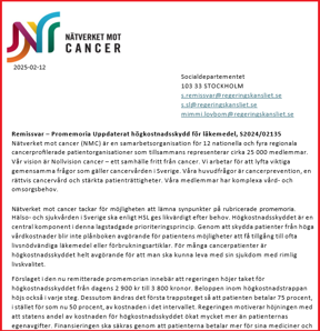 NMC remissvar högkostnadsskyddet