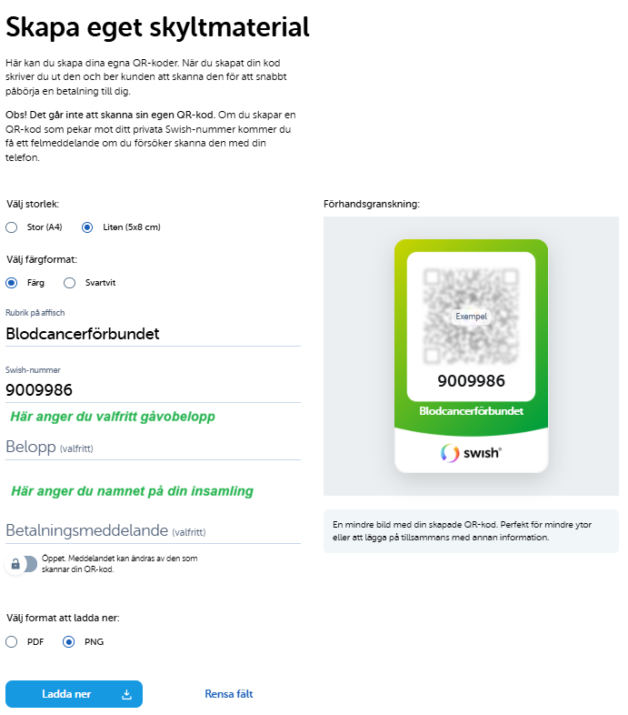 exempel på skapad swish-qr-kod insamling 9009986