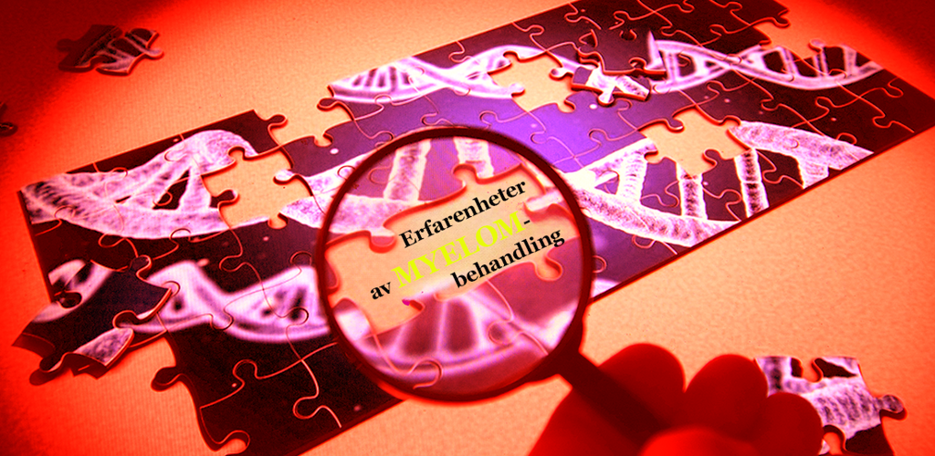 Myelom Behandlingsforskning Genrebild Pussel Gener Dnaspiral Forstoringsglas Fokus Forskning