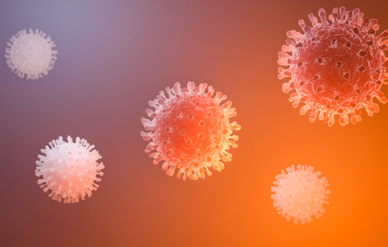 Image Of Flu Covid 19 Virus Cell Under The Microsc HEZ82RX